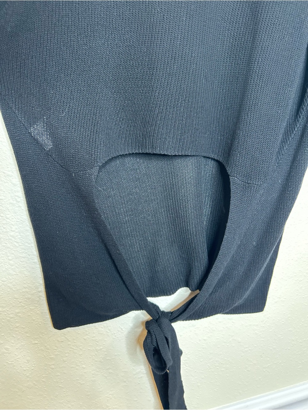 Sleeveless Black Knit Tie Back Women's Top L - Picture 4 of 7